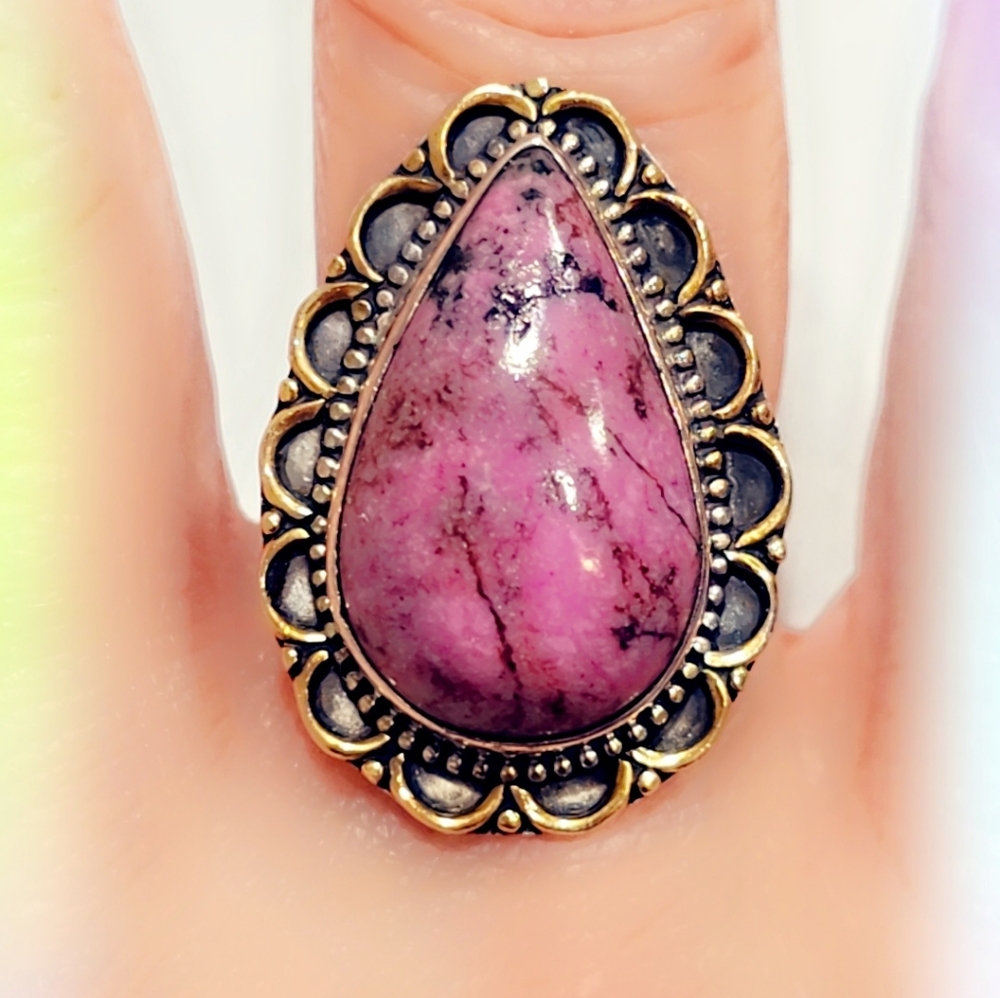Rhodonite Sterling Silver Gemstone Ring